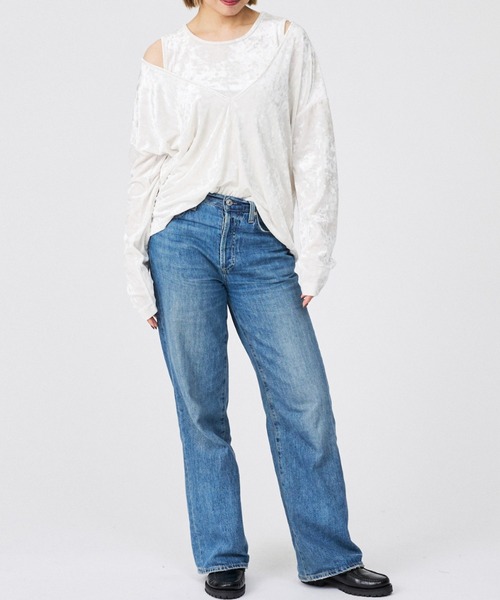 Rouge vif la cle(ルージュヴィフラクレ)の「【Keena/キーナ】【2枚セット】レイヤーVトップス/トップス/レイヤード/ベロア【WEB限定】(Tシャツ/カットソー・レディース・グレー・フリー)」の11枚目の写真
