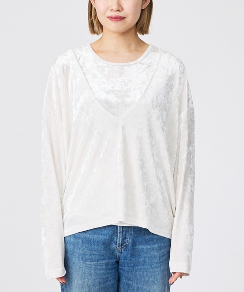 Rouge vif la cle(ルージュヴィフラクレ)の「【Keena/キーナ】【2枚セット】レイヤーVトップス/トップス/レイヤード/ベロア【WEB限定】(Tシャツ/カットソー・レディース・グレー・フリー)」の15枚目の写真