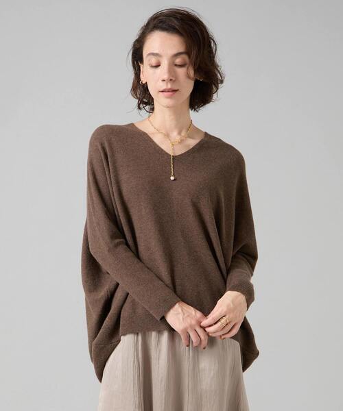 定番】カシミア混Vネックビッグニット（ニット/セーター）｜Liesse