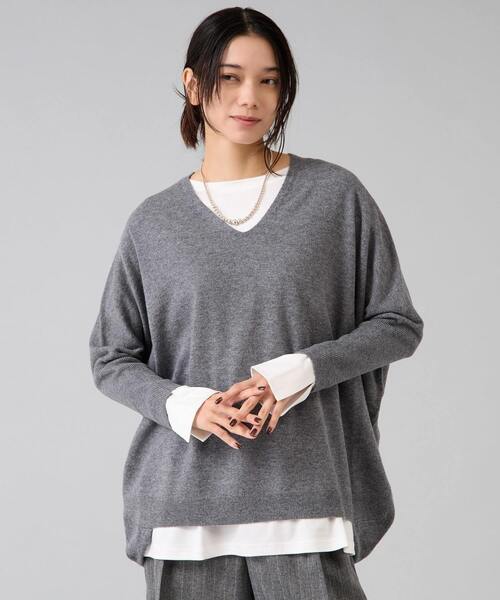 定番】カシミア混Vネックビッグニット（ニット/セーター）｜Liesse