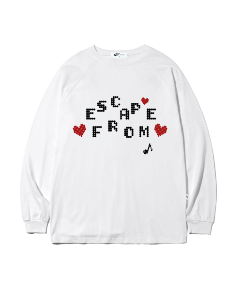 ESCAPEFROM（エスケープフロム）の「ハートビートサークルロゴプリントロングスリーブ [2カラー]（Tシャツ/カットソー・レディース・ホワイト/ブラック・MEDIUM/LARGE/SMALL）」の3枚目の写真