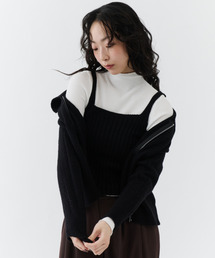 NUJOH（ヌゾ）の「DOUBLE ZIP CARDIGAN WITH CAMISOLE / キャミソール付きダブルジップカーディガン（セットアップ）」