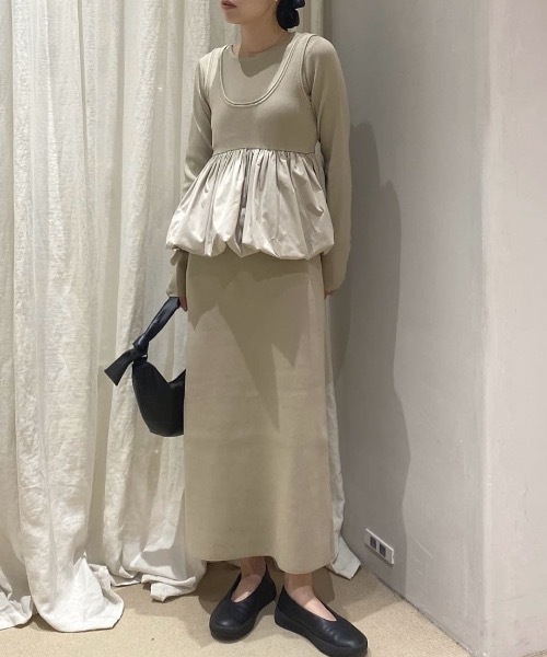 2ピースバルーンペプラムニットワンピース（ワンピース）｜STYLEMIXER