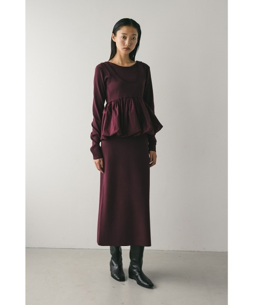 セール】2ピースバルーンペプラムニットワンピース（ワンピース