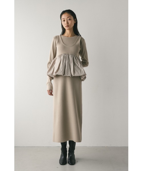 2ピースバルーンペプラムニットワンピース（ワンピース）｜STYLEMIXER