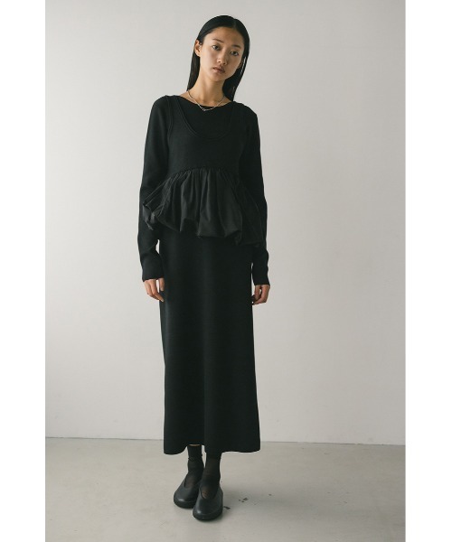 STYLEMIXER(スタイルミキサー)の「2ピースバルーンペプラムニットワンピース(ワンピース・レディース・ベージュ/マジェンタ/ブラック・SMALL/MEDIUM)」の4枚目の写真