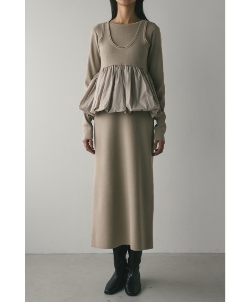 セール】2ピースバルーンペプラムニットワンピース（ワンピース