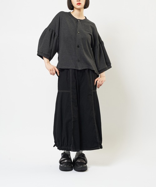 gomme（ゴム）の「ギャザースリーブカーディガン（カーディガン/ボレロ・レディース・ブラック/チャコールグレー・MEDIUM）」の15枚目の写真