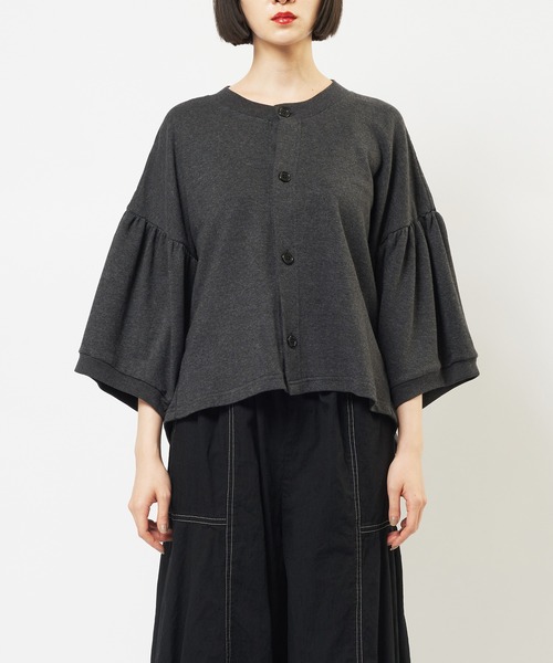 gomme（ゴム）の「ギャザースリーブカーディガン（カーディガン/ボレロ・レディース・ブラック/チャコールグレー・MEDIUM）」の19枚目の写真