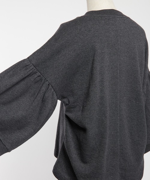 gomme（ゴム）の「ギャザースリーブカーディガン（カーディガン/ボレロ・レディース・ブラック/チャコールグレー・MEDIUM）」の3枚目の写真
