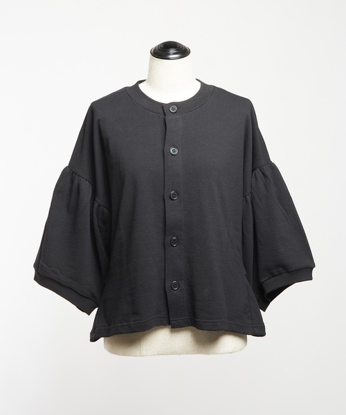 gomme（ゴム）の「ギャザースリーブカーディガン（カーディガン/ボレロ・レディース・ブラック/チャコールグレー・MEDIUM）」の5枚目の写真