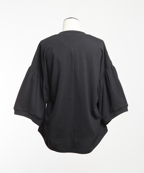gomme（ゴム）の「ギャザースリーブカーディガン（カーディガン/ボレロ・レディース・ブラック/チャコールグレー・MEDIUM）」の6枚目の写真