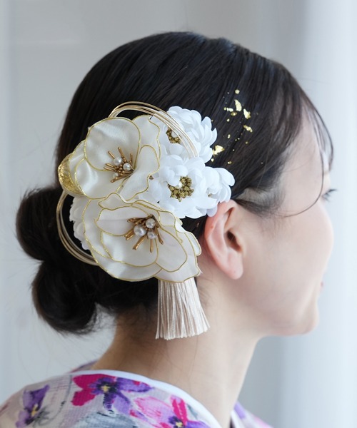 髪飾り シルクフラワー芙蓉 日本製