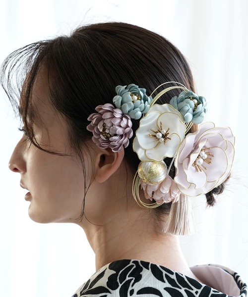 髪飾り シルクフラワー芙蓉 日本製（和装小物）｜utatane（ウタタネ