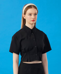 WOMENクーリング冷蔵庫クロップスリム半袖シャツ[BLACK]クロプティ半袖