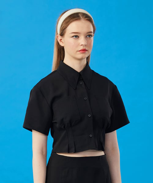 KOLEAT（コレット）の「WOMENクーリング冷蔵庫クロップスリム半袖シャツ[BLACK]クロプティ半袖（シャツ/ブラウス・レディース・その他・FREE）」の2枚目の写真