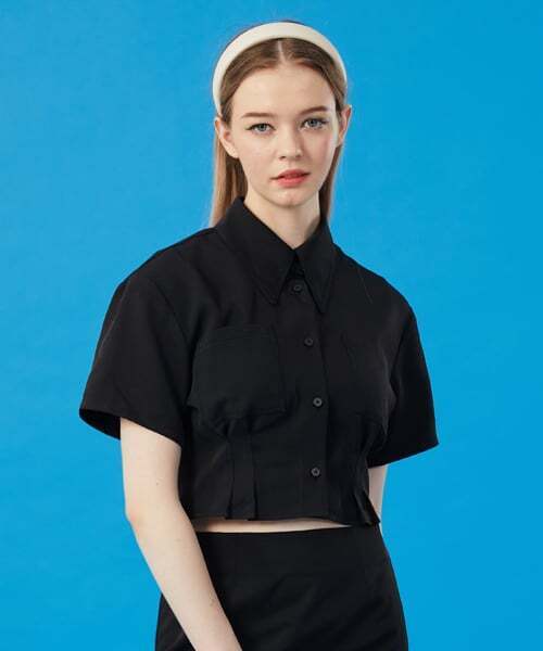 KOLEAT（コレット）の「WOMENクーリング冷蔵庫クロップスリム半袖シャツ[BLACK]クロプティ半袖（シャツ/ブラウス・レディース・その他・FREE）」の4枚目の写真