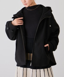 ジャージメルトンフード付きショートコート