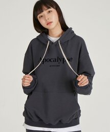 アポカリプスワッフル裏毛フードパーカー_チャコール