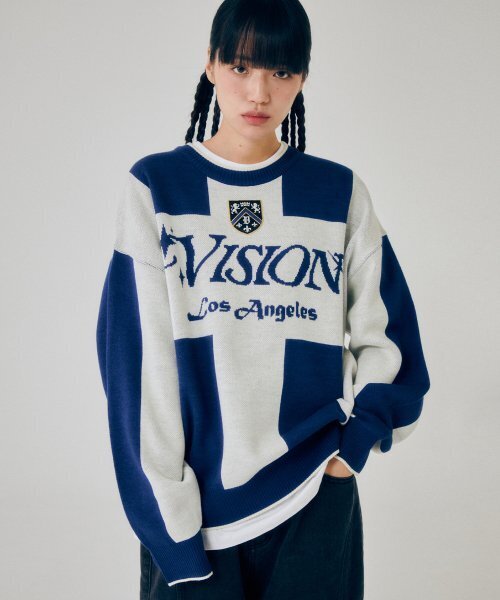 VISION STREET WEAR(ヴィジョンストリートウェア)の「VSW Football Knit Blue(ニット/セーター・レディース・その他・SMALL/MEDIUM/LARGE/X-LARGE)」の2枚目の写真