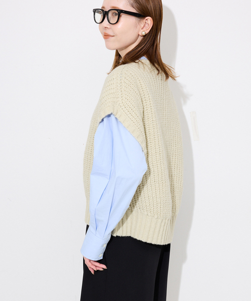 SLOBE IENA(スローブイエナ)の「畦編みコクーンニットベスト(ベスト・レディース・アイボリー/ブラック・FREE)」の12枚目の写真