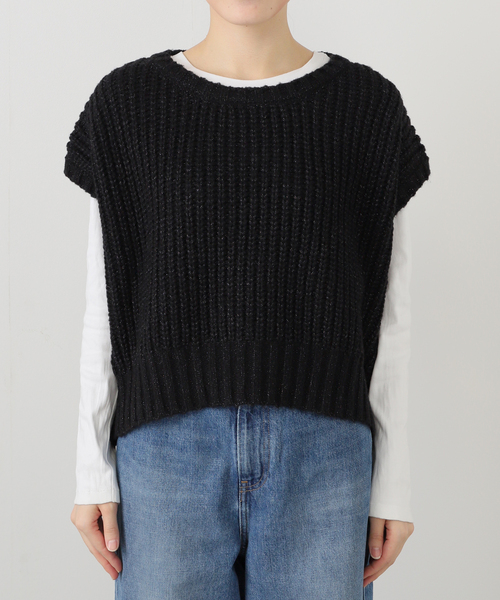 SLOBE IENA(スローブイエナ)の「畦編みコクーンニットベスト(ベスト・レディース・アイボリー/ブラック・FREE)」の15枚目の写真