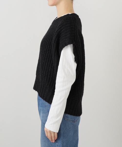 SLOBE IENA(スローブイエナ)の「畦編みコクーンニットベスト(ベスト・レディース・アイボリー/ブラック・FREE)」の16枚目の写真