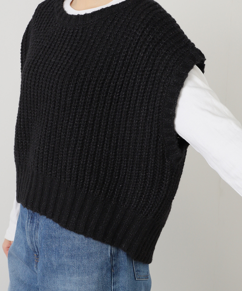 SLOBE IENA(スローブイエナ)の「畦編みコクーンニットベスト(ベスト・レディース・アイボリー/ブラック・FREE)」の18枚目の写真