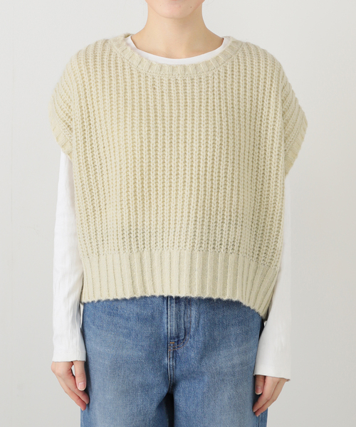 SLOBE IENA(スローブイエナ)の「畦編みコクーンニットベスト(ベスト・レディース・アイボリー/ブラック・FREE)」の3枚目の写真