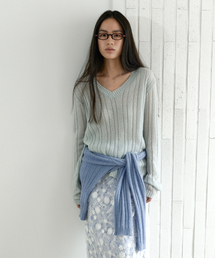 SHEER V-NECK KNIT_MINT