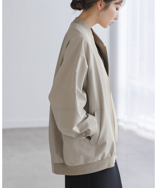 Noble（ノーブル）の「ハイツイストダブルクロスMA-1ブルゾン（MA-1・レディース・ネイビー/カーキ/アイボリー・38/36）」の7枚目の写真