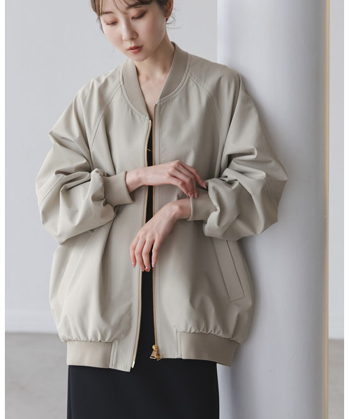 Noble（ノーブル）の「ハイツイストダブルクロスMA-1ブルゾン（MA-1・レディース・ネイビー/カーキ/アイボリー・38/36）」の8枚目の写真