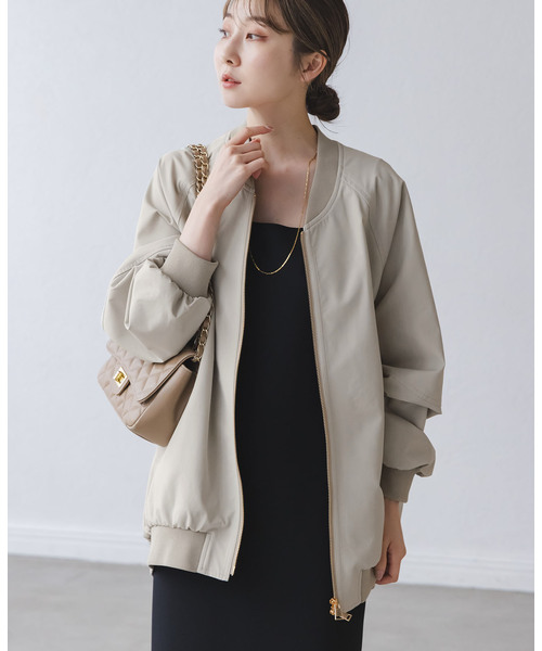 Noble（ノーブル）の「ハイツイストダブルクロスMA-1ブルゾン（MA-1・レディース・ネイビー/カーキ/アイボリー・38/36）」の13枚目の写真