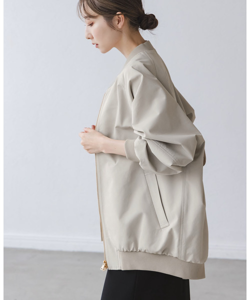 Noble（ノーブル）の「ハイツイストダブルクロスMA-1ブルゾン（MA-1・レディース・ネイビー/カーキ/アイボリー・38/36）」の14枚目の写真