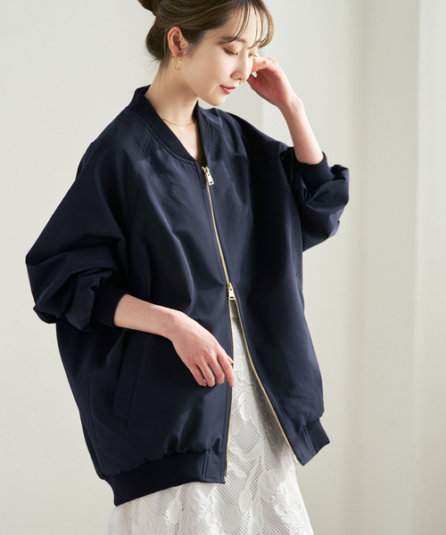 Noble（ノーブル）の「ハイツイストダブルクロスMA-1ブルゾン（MA-1・レディース・ネイビー/カーキ/アイボリー・38/36）」の19枚目の写真