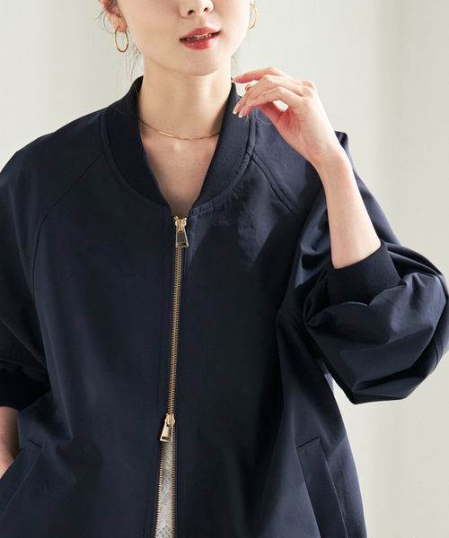 Noble（ノーブル）の「ハイツイストダブルクロスMA-1ブルゾン（MA-1・レディース・ネイビー/カーキ/アイボリー・38/36）」の20枚目の写真