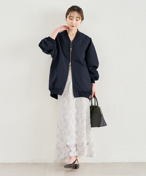 Noble（ノーブル）の「ハイツイストダブルクロスMA-1ブルゾン（MA-1・レディース・ネイビー/カーキ/アイボリー・38/36）」の21枚目の写真