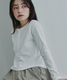 小さいサイズ　ヘンリーネックロングスリーブＴ　低身長さん・小柄女性