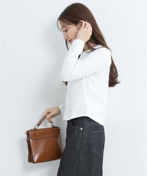 Petitjo（プッチージョ）の「小さいサイズ　ヘンリーネックロングスリーブＴ　低身長さん・小柄女性（Tシャツ/カットソー・レディース・杢グレー/ホワイト・PS/PSS/PL/PM）」の20枚目の写真
