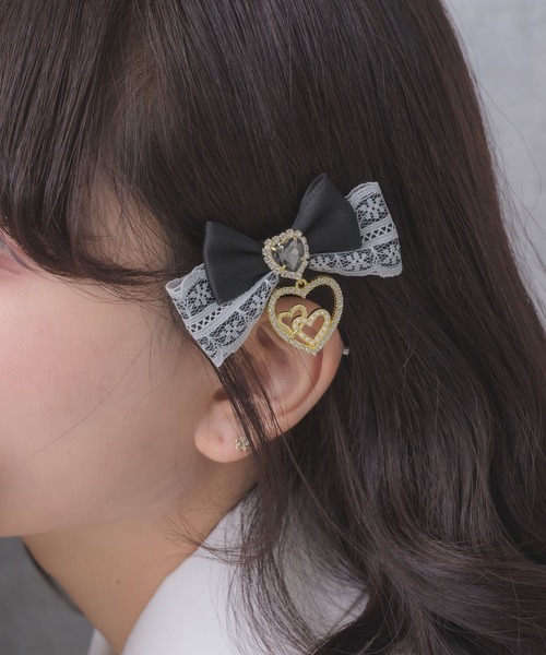 ROJITA（ロジータ）の「ジュエルハートリボンクリップセット（バレッタ/ヘアクリップ・レディース・ブラック/ボルドー/ピンク/ホワイト/その他2・FREE）」の5枚目の写真