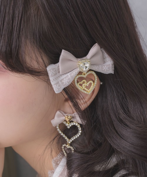 ROJITA（ロジータ）の「ジュエルハートリボンクリップセット（バレッタ/ヘアクリップ・レディース・ブラック/ボルドー/ピンク/ホワイト/その他2・FREE）」の7枚目の写真