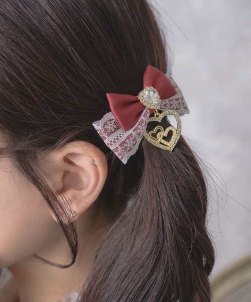 ROJITA（ロジータ）の「ジュエルハートリボンクリップセット（バレッタ/ヘアクリップ・レディース・ブラック/ボルドー/ピンク/ホワイト/その他2・FREE）」の8枚目の写真