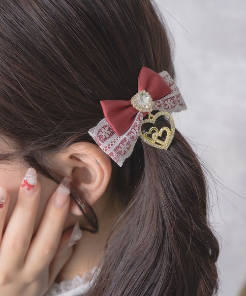 ROJITA（ロジータ）の「ジュエルハートリボンクリップセット（バレッタ/ヘアクリップ・レディース・ブラック/ボルドー/ピンク/ホワイト/その他2・FREE）」の9枚目の写真