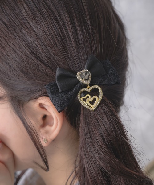 ROJITA（ロジータ）の「ジュエルハートリボンクリップセット（バレッタ/ヘアクリップ・レディース・ブラック/ボルドー/ピンク/ホワイト/その他2・FREE）」の10枚目の写真