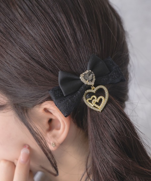 ROJITA（ロジータ）の「ジュエルハートリボンクリップセット（バレッタ/ヘアクリップ・レディース・ブラック/ボルドー/ピンク/ホワイト/その他2・FREE）」の11枚目の写真