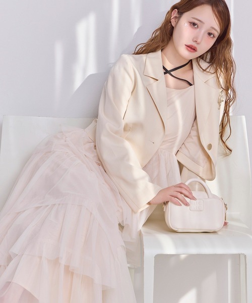 one after another NICE CLAUP（ワンアフターアナザーナイスクラップ）の「【今すぐお届け！/WEB限定】ティアードフリルキャミワンピース（ワンピース・レディース・チャコールグレー/アイボリー/ドット/ミント・FREE）」の2枚目の写真