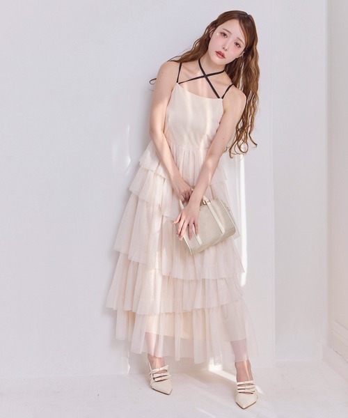 one after another NICE CLAUP（ワンアフターアナザーナイスクラップ）の「【今すぐお届け！/WEB限定】ティアードフリルキャミワンピース（ワンピース・レディース・チャコールグレー/アイボリー/ドット/ミント・FREE）」の9枚目の写真