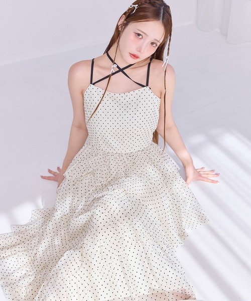 one after another NICE CLAUP（ワンアフターアナザーナイスクラップ）の「【今すぐお届け！/WEB限定】ティアードフリルキャミワンピース（ワンピース・レディース・チャコールグレー/アイボリー/ドット/ミント・FREE）」の15枚目の写真