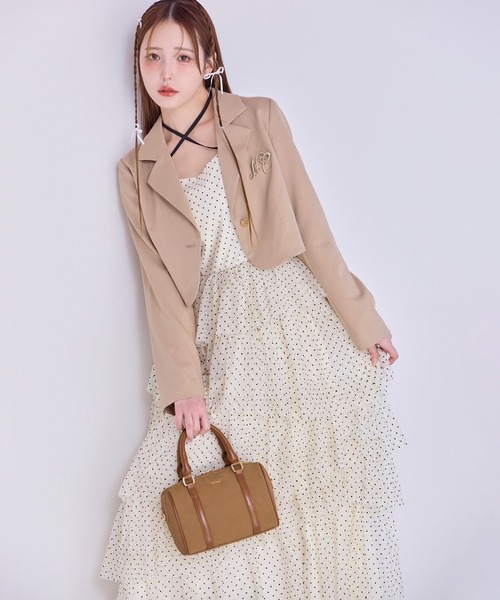 one after another NICE CLAUP（ワンアフターアナザーナイスクラップ）の「【今すぐお届け！/WEB限定】ティアードフリルキャミワンピース（ワンピース・レディース・チャコールグレー/アイボリー/ドット/ミント・FREE）」の21枚目の写真