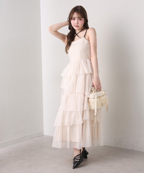 one after another NICE CLAUP（ワンアフターアナザーナイスクラップ）の「【今すぐお届け！/WEB限定】ティアードフリルキャミワンピース（ワンピース・レディース・チャコールグレー/アイボリー/ドット/ミント・FREE）」の5枚目の写真